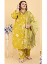 Premium Viscose Yellow Casual Wear Printed Readymade Plus Size Suit